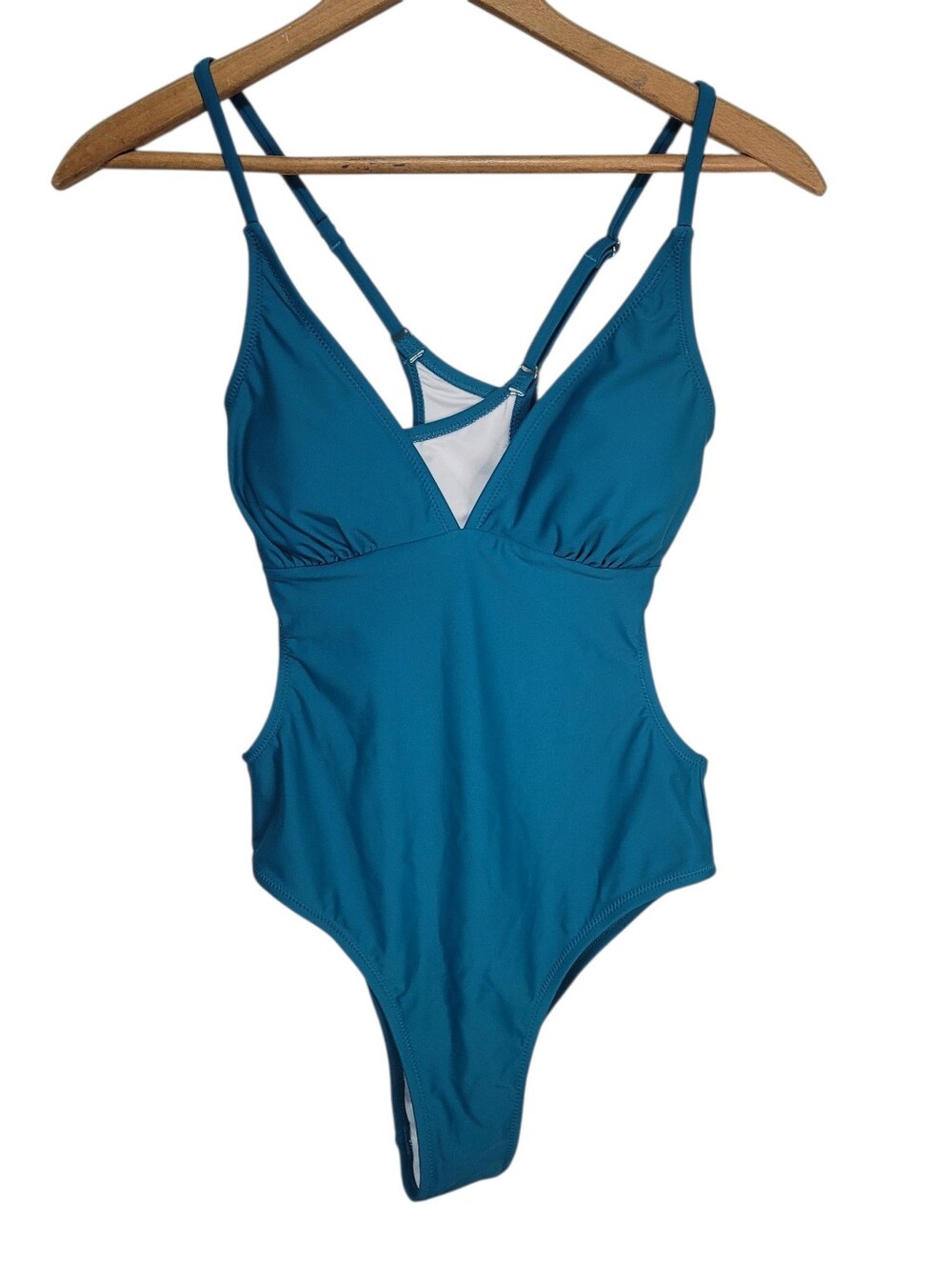 Cupshe One Piece Teal Blue Swimsuit Size S with Crisscross Back NWT Summer Beach